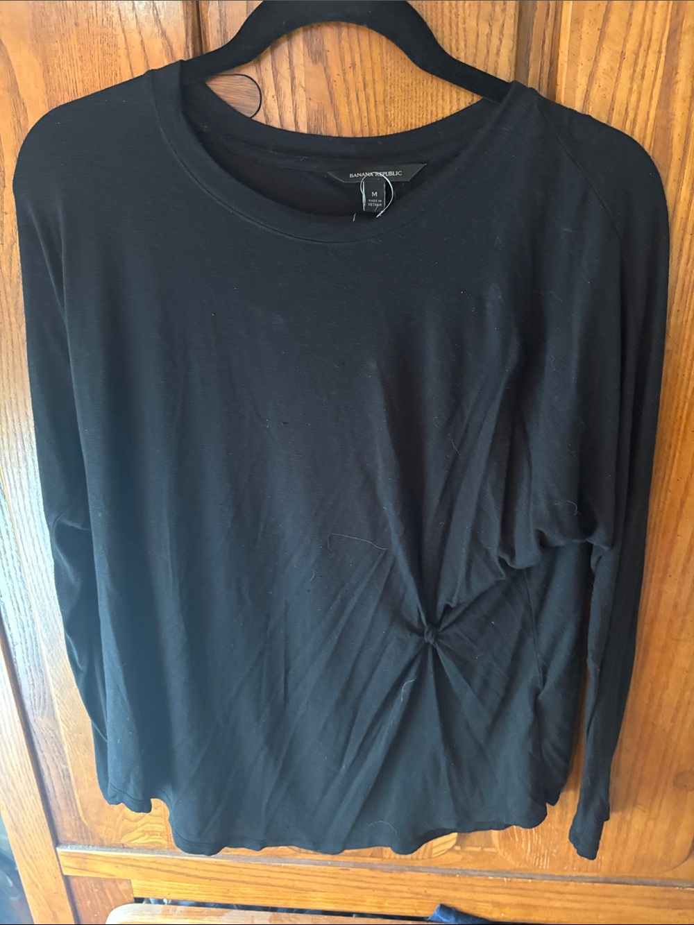 Banana Republic black Long Sleeve Twist-Front Top